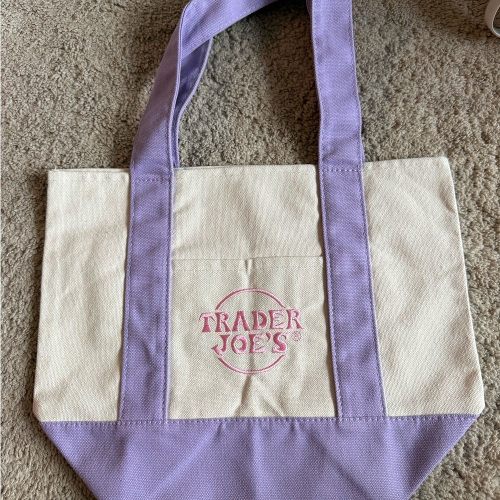 Trader Joe's Lavender and Cream Tote Bag